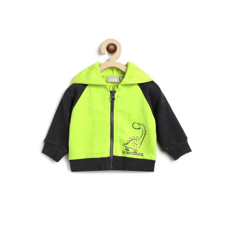 Boys Medium Green Fleece Cardigan with Hood image number 0